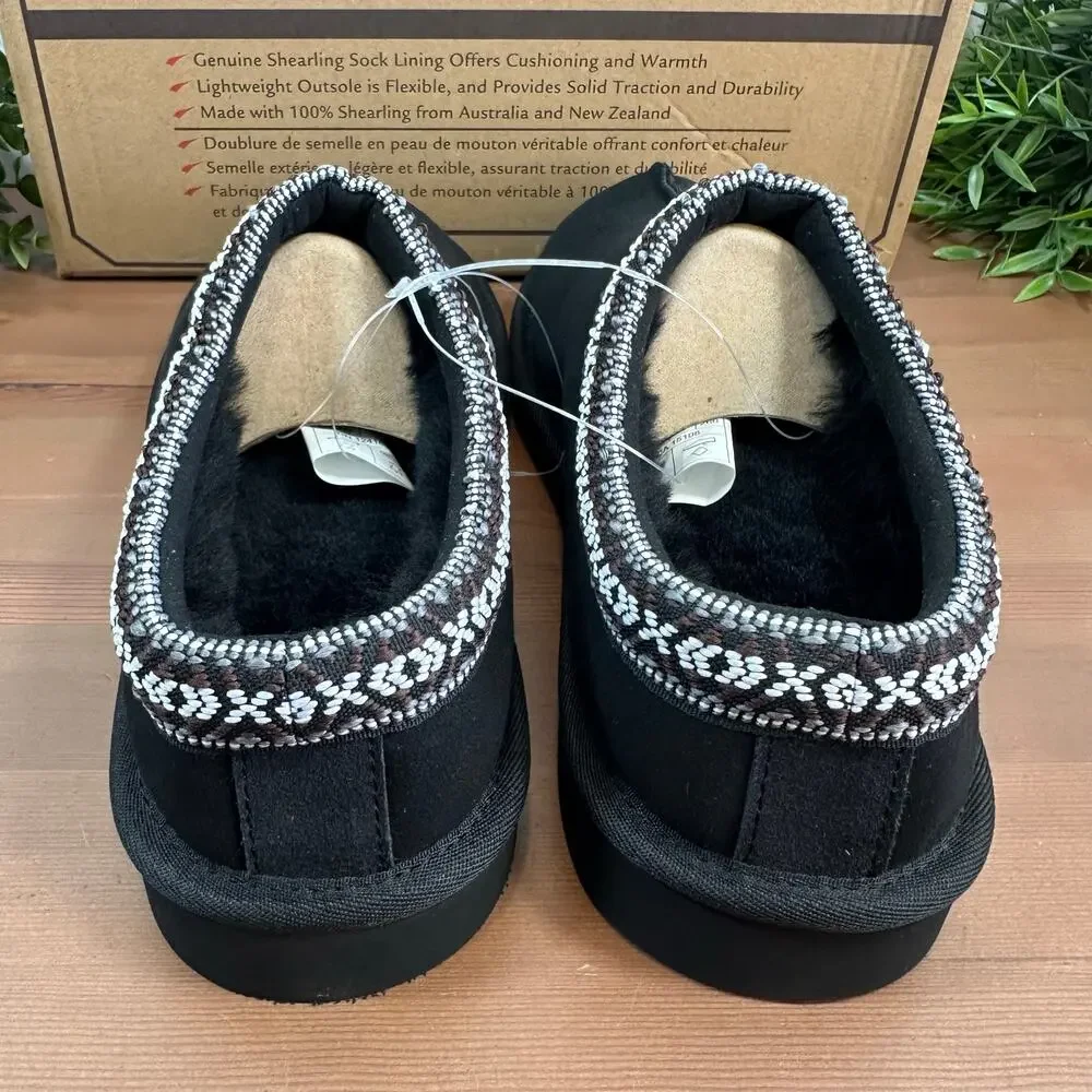 Kirkland Signature Unisex Black Shearling Slippers Size M11/W12